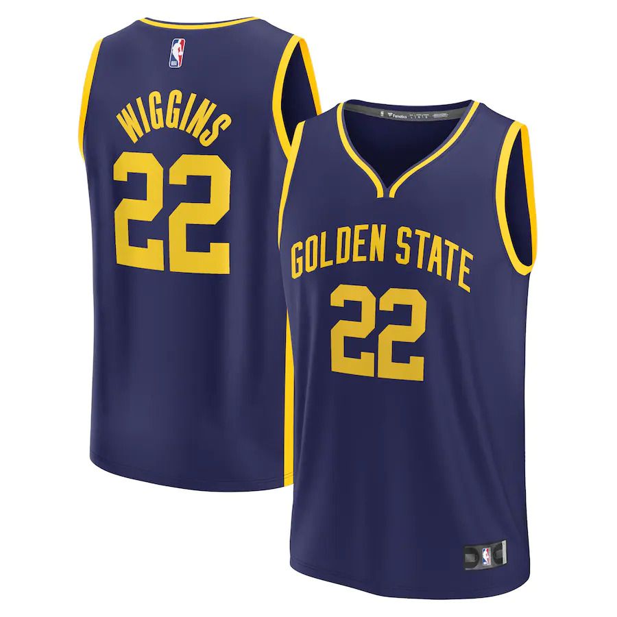 Men Golden State Warriors #22 Andrew Wiggins Fanatics Branded Navy Statement Edition 2022-23 Fast Break Replica Player NBA Jersey->youth nba jersey->Youth Jersey